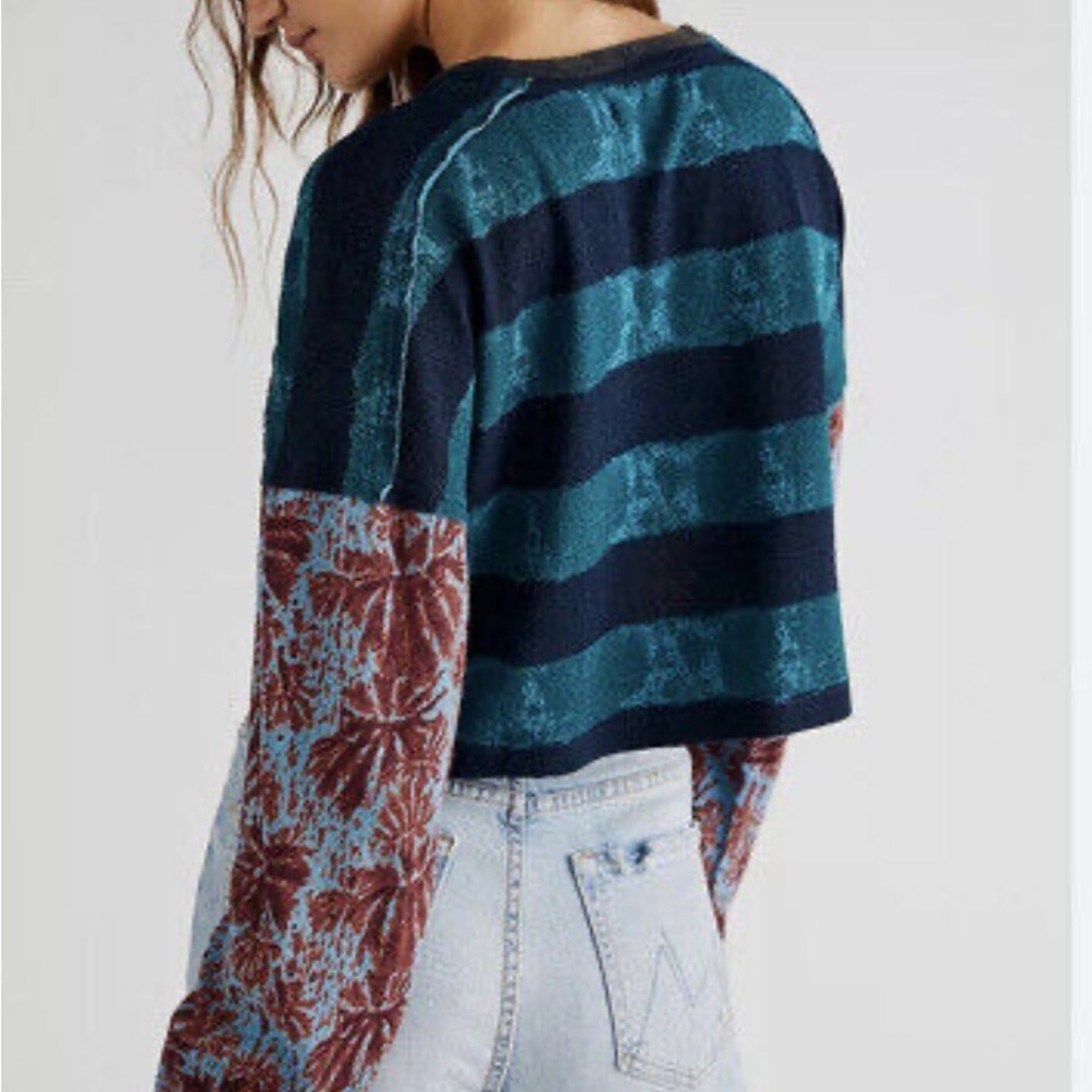 We the Free Jamie Cropped Top L New Indigo Combo - Picture 2 of 5